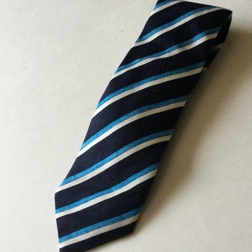 EDWARD ARMAH REPP STRIPE SILK NECK TIE NAVY NWOT - Picture 7 of 14