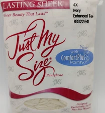 Just My Size Pantyhose Size: 4X  Color: Ivory Lasting Sheer Comfort Plus