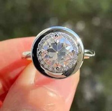 925 Silver Gold Finish Simulated Diamond Round Cut Women Engagement Band Ring