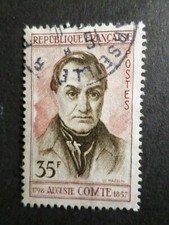 FRANCE 1957 timbre 1121, AUGUSTE COMTE, oblitéré, VF STAMP