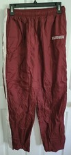 Vintage 2001 Tommy Hilfiger Athletics Maroon Nylon Track Pants Size Medium