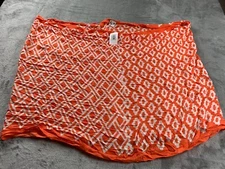 Mud Pie Scarf Women's One Size Orange Gameday Tangerine Geometric Print Viscose