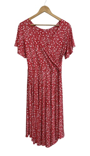 LEINA BROUGHTON Red Polka Dot Stretch Jersey Midi Dress Size 12 - Picture 5 of 11