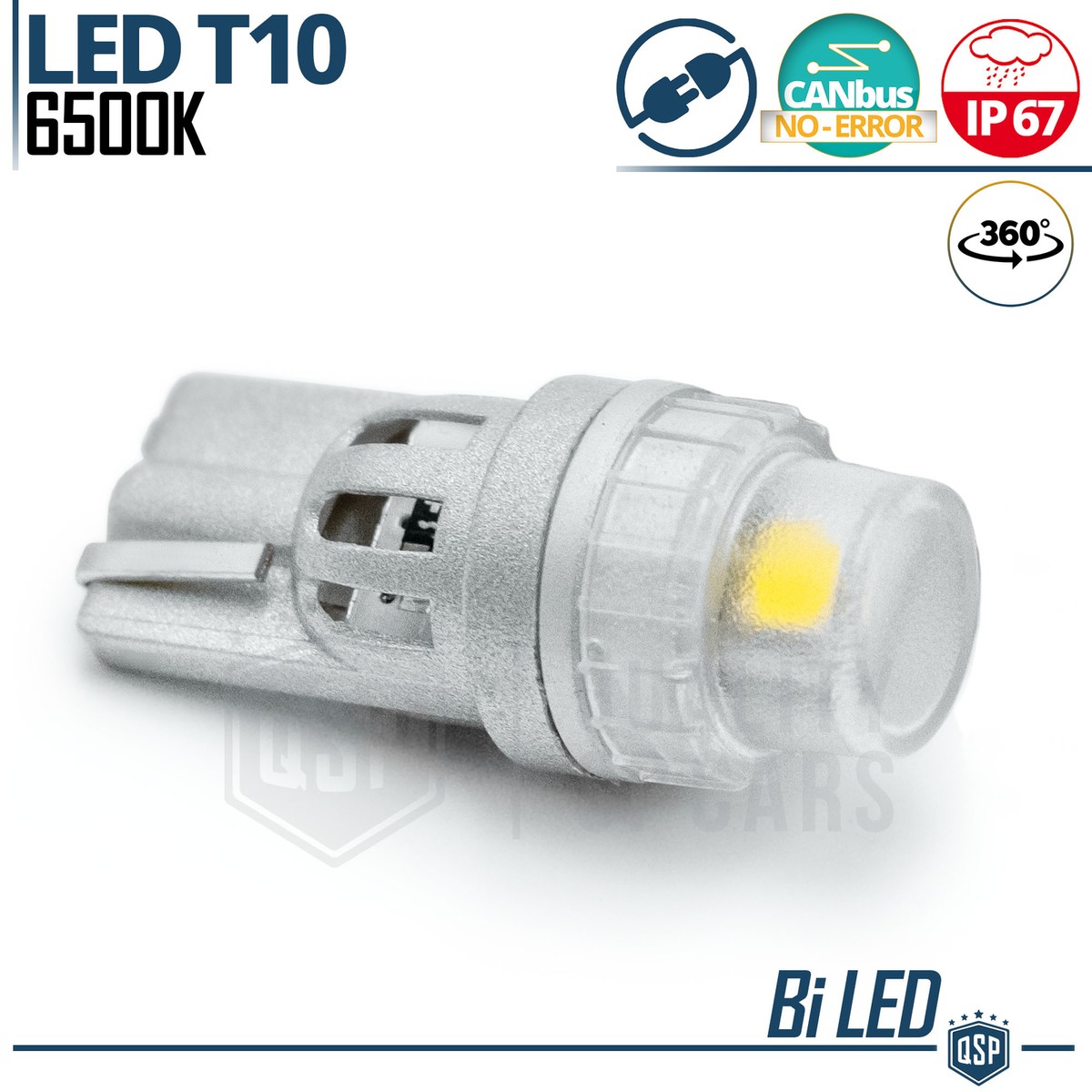 Lampadine LED T10 W5W 6500K Bianco - Pacco Da 10, Canbus Senza Errori, Per Interni Auto - Foto 11