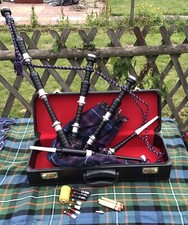 Great Highland Bagpipes - Scottish Bagpipe with Hard Case  Chanter Black Finish