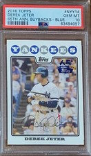 2016 Topps Baseball #NYY14 Derek Jeter 65th Anniv. Buybacks Blue PSA 10 Pop 1