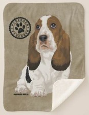 Puppies Rule Basset Hound Dog Purebred Brown Sherpa Fleece Throw Blanket