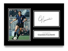 Foto A4 firmata Giacinto Facchetti autografo Inter Milano firma esposizione + certificato di autenticità