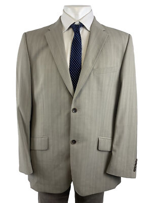 REMUS BLAZER JACKET 42 REGULAR LIGHT GREY Striped Wool Rich Button Up Formal