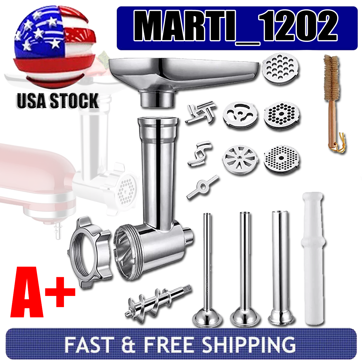 Kitchen Food Meat Grinder-Sausage Stuffer Attachment For Kitchen-Aid Stand Mixer