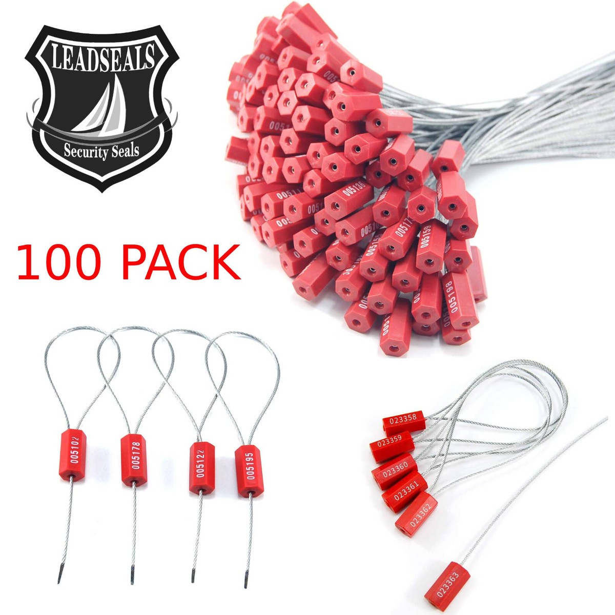 Leadseals® 100 Cable Seals Uniquely Numbered Tags Tamper Proof - View #2