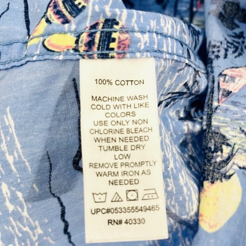 Haggar Shirt Mens Medium Camp Hawaiian Print Blue Hula Girls Short Sleeve Button - Picture 4 of 4