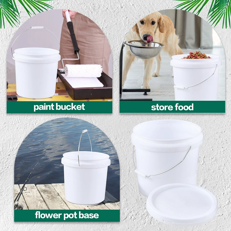 4-Pack 4 Gallon Round Plastic Bucket with Lids Food Grade Storage Pail Container - Image 3 of 4