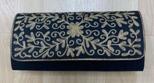 Black vintage silk bag new with tag and gold embroidery 