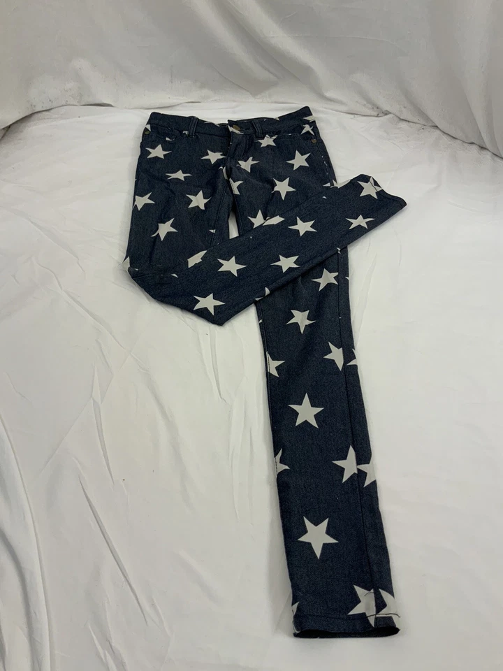 Forever 21女式裤子24蓝色星星美国国旗棉弹力紧身YGI Q1-236 — 第 2/4 张图片