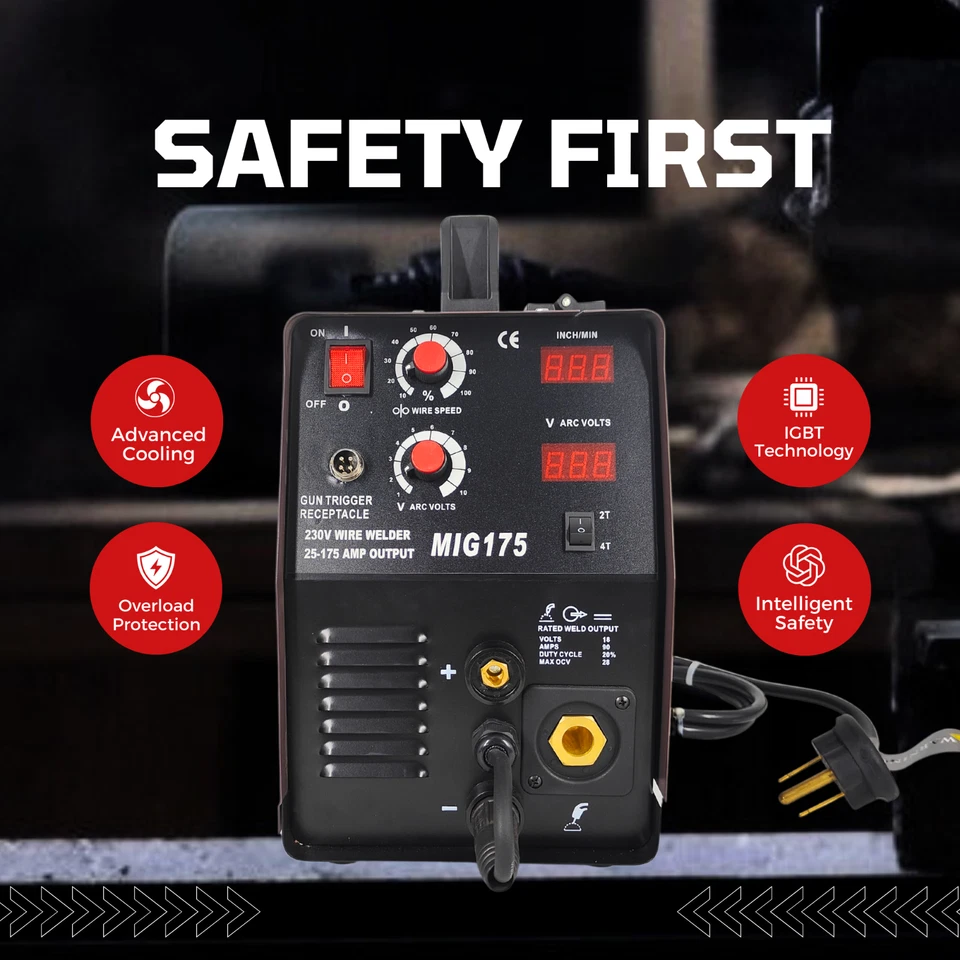 ¡Oferta final! Soldador MIG Lotos MIG175 220V 175 Amp Soldador de núcleo de flujo y pistola de carrete Foto 3 de 4