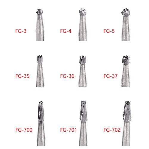 10pcs Dental Carbide Steel Bur Drills Dentist Tools for High Speed Handpiece NEW - Foto 3 di 11