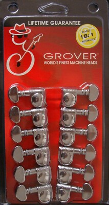 Grover 305C12 Mid-Size Rotomatics  12-String Tuning Machines, 6 +6, Chrome Finis