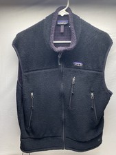 Patagonia Vest Adult Large Black Full Zip Fleece Pockets USA Made Vintage 90s