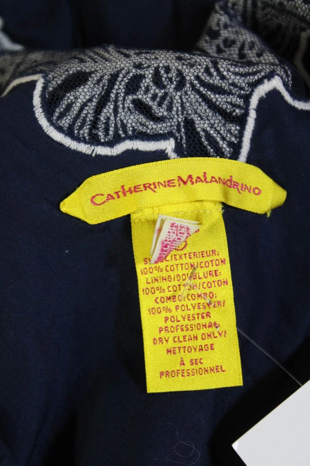 Vestido para mujer Catherine Malandrino cuello en V sin mangas azul marino algodón talla 0 Foto 4 de 4