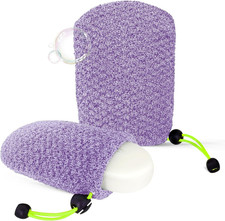 2 Pieces Exfoliating Soap Bag Bamboo Body Scrubber Bar Soap Saver Pouch Purple