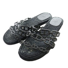 Hermes Ancone Chaine d'Ancre Espadrille Sandal Black Size 37 Used