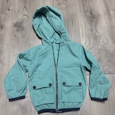 Burberry Kids Teal Hooded Jacket Size 2Y Lightweight Rain Coat Windbreaker