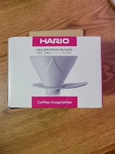HARIO V60 MUGEN Coffee Dripper for 1-2 Cups White Made in Japan with 100 filters