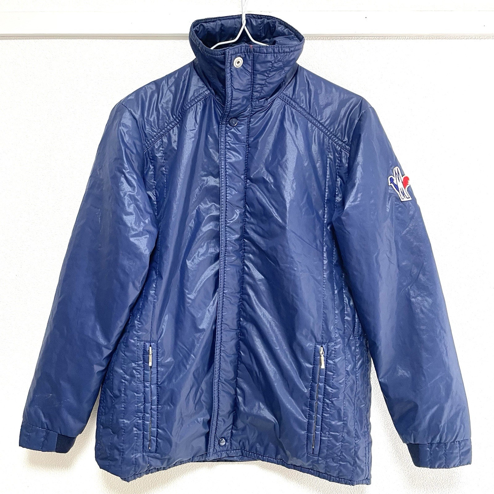 Authentic Vintage MONCLER Original Down Jacket Ski Wear Blue Nylon Woman 80s S/M thumbnail 2