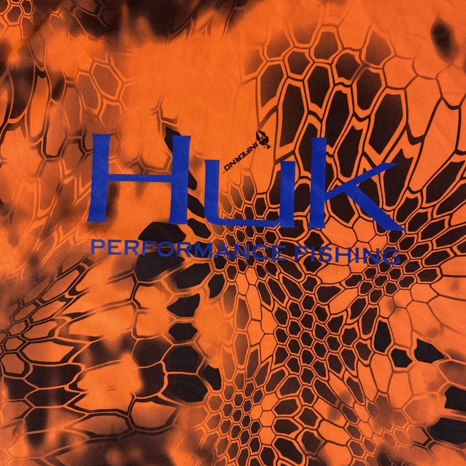 Camiseta HUK Performance Stretch Inferno para Hombre Naranja/Negro Talla Pequeña Foto 3 de 4