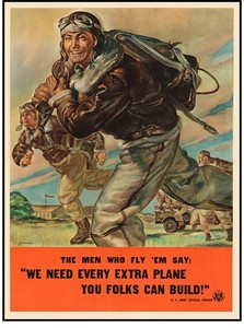 ORIG WW II Propaganda Poster U.S. Army 1940's "The Men Who Fly'Em Say," on Linen