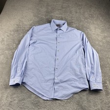 Van Heusen Slim Stretch Button Up Shirt Mens M 15-15.5 32/33 Blue Long Sleeve