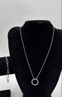 925 Sterling Silver Necklace w/Glass Pendant & Bracelet w/Cubic Zirconia 7.83g — photo 1