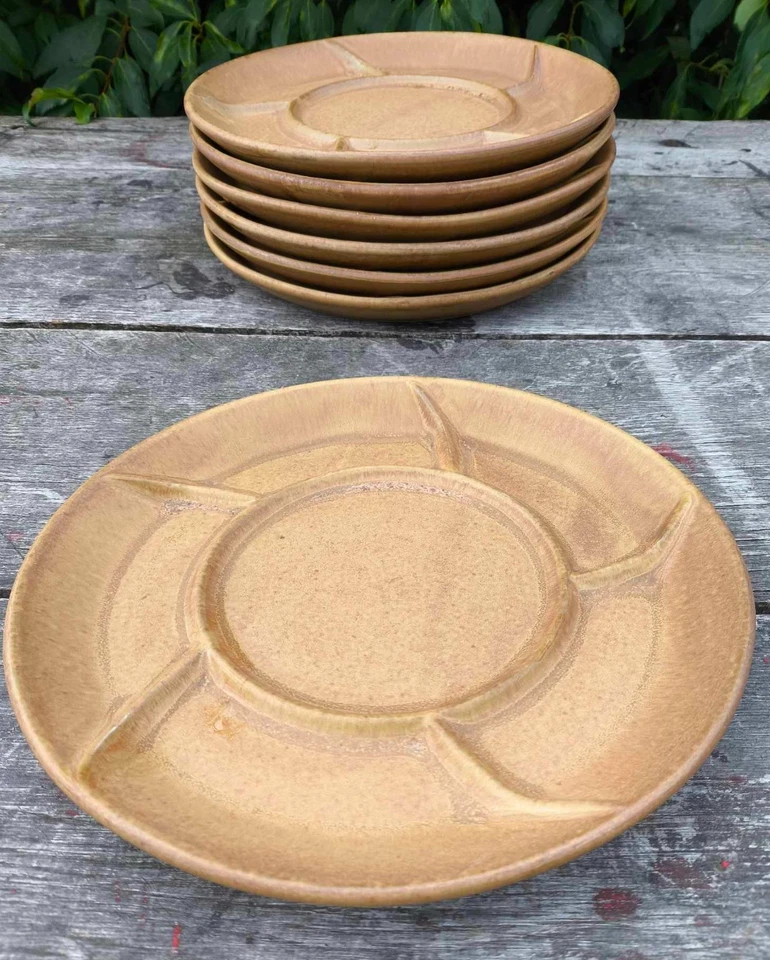 7 assiettes à fondue en grès brut à 6 compartiments raclette hors d'oeuvre - Photo 2/4