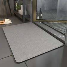 Diatomaceous Earth Bath Mat Quick Dry Super 1'4" x 1'11" Rectangular , Grey