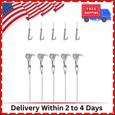 Picture Rail Hooks and Wire, 5 Set Molding Hooks Picture, Heavy Duty Stainless S