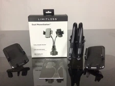 Dual Phone Mount for Cup Holder - Limitless Dual Phone Station 2-in-1 Universal