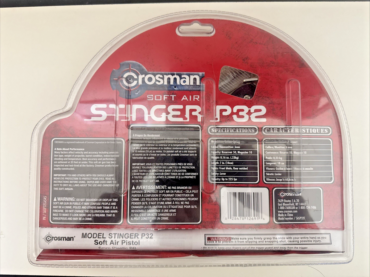 Crosman Stinger P32 Airsoft Pistol 6mm Plastic BB 1911 Style NEW