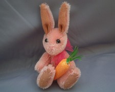 PAM'S EXCLUSIVE BEARS-Miniature 4 inch Tall Mohair RABBIT Teddy-Dixie & Carrot