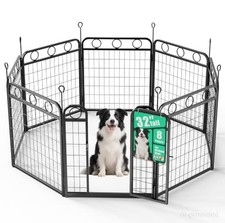 Dog Playpen - 32 Inch 8 Panel Metal Dog Pen with Door, Foldable Dog Crate Ken...