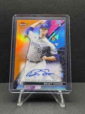 2021 Topps Finest Brady Singer RC Auto /25 Orange Refractor