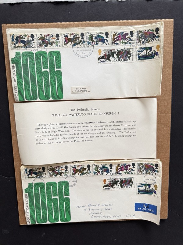 Great Britain 1966 FDCs +Battle Of Hastings#SG705-12 +GPO Cachet X2 +Info Cards