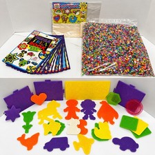 Huge Lot Perler Beads 4lbs 26 Pegboards Idea Book Ironing Paper Various Shapes