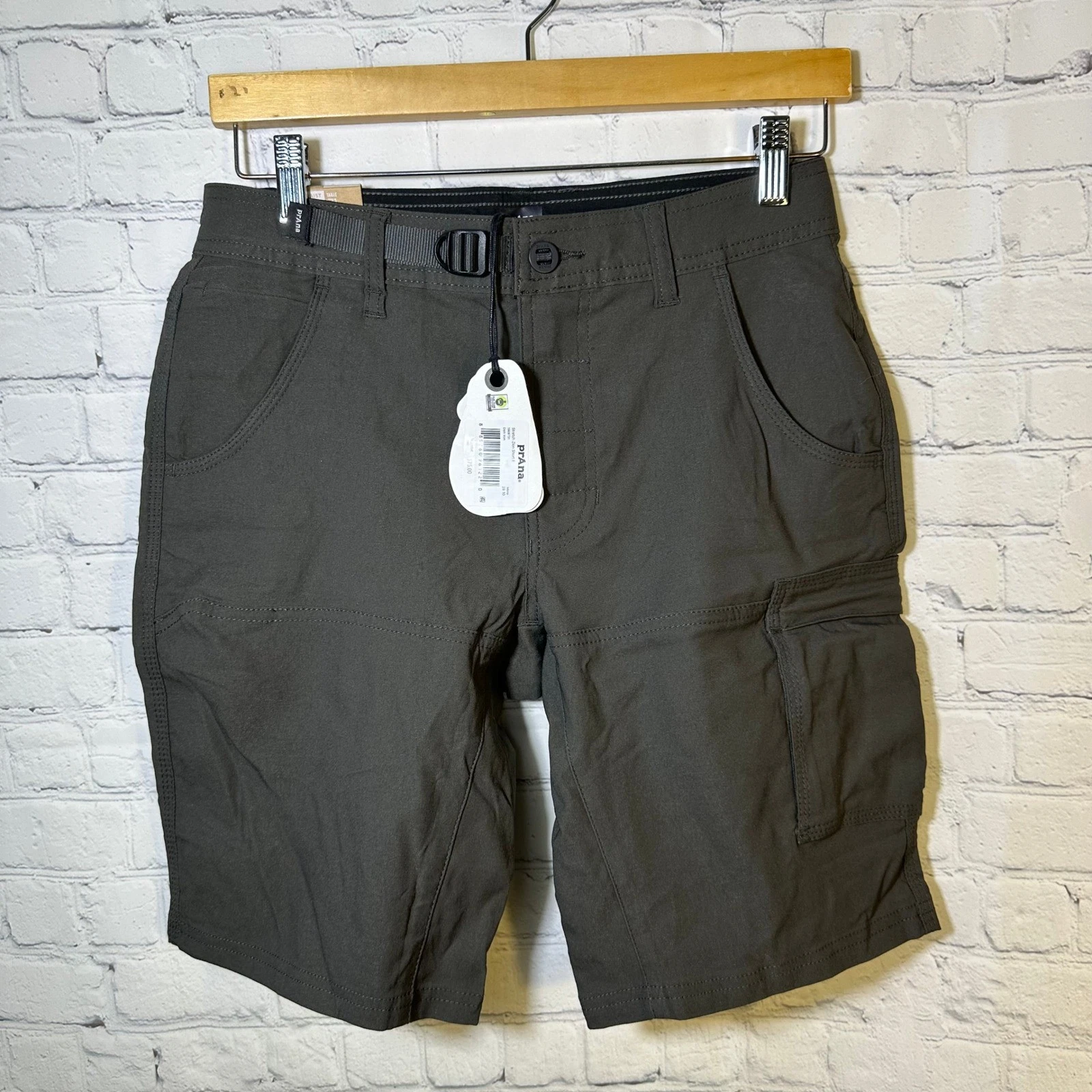 Prana Stretch Zion Short II Dark Iron Grey Mens 28 10 Hiking Cargo Shorts NEW