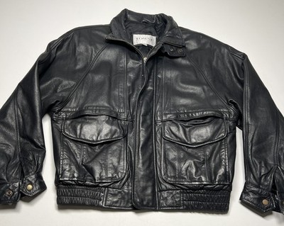 Vintage Towne London Fog Leather Bomber Jacket Black Size Medium 