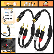 1ft RCA Splitter Y Adapter 1 Female to 2 Male - 2 Pack, Short Audio Cable, Gold-
