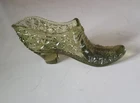 Fenton Olive Green Cabbage Rose Glass Slipper