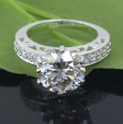 5.30 Ct White Round Brilliant Diamond Ring VVS1 Earth Mined Brazil 925 Silver