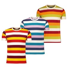 MADCAP MENS RETRO 70s 80s 90s Mod STRIPED T-SHIRT Shirt Tee Top Beatcomber MC515