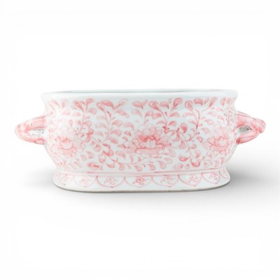 NEW CHINESE ORIENTAL PINK PEONY floral porcelain planter footbath